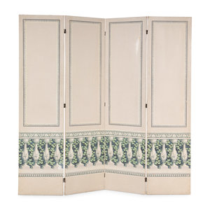 A French Papier Peinte Four-Panel