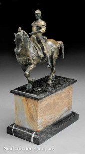 A French Patinated Bronze Eque