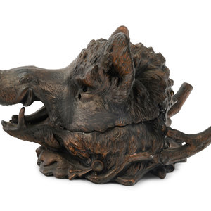 A French Patinated Metal Boar's