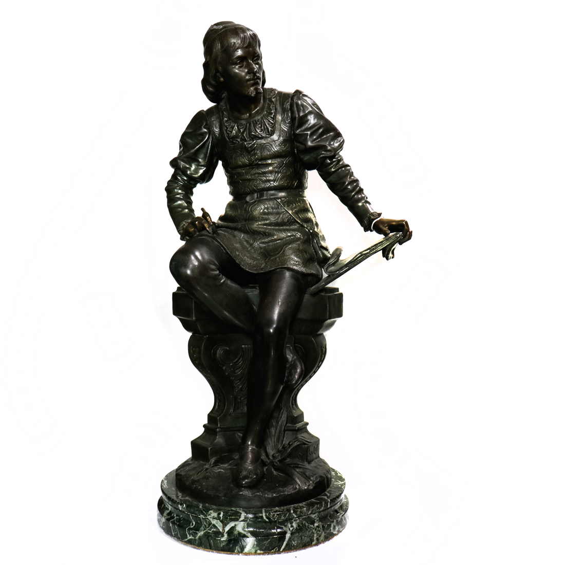A FRENCH PATINATED METAL FIGURE