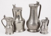 A FRENCH PEWTER FLAGON, LATE 1