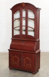 A FRENCH PROVINCIAL RED PAINTE