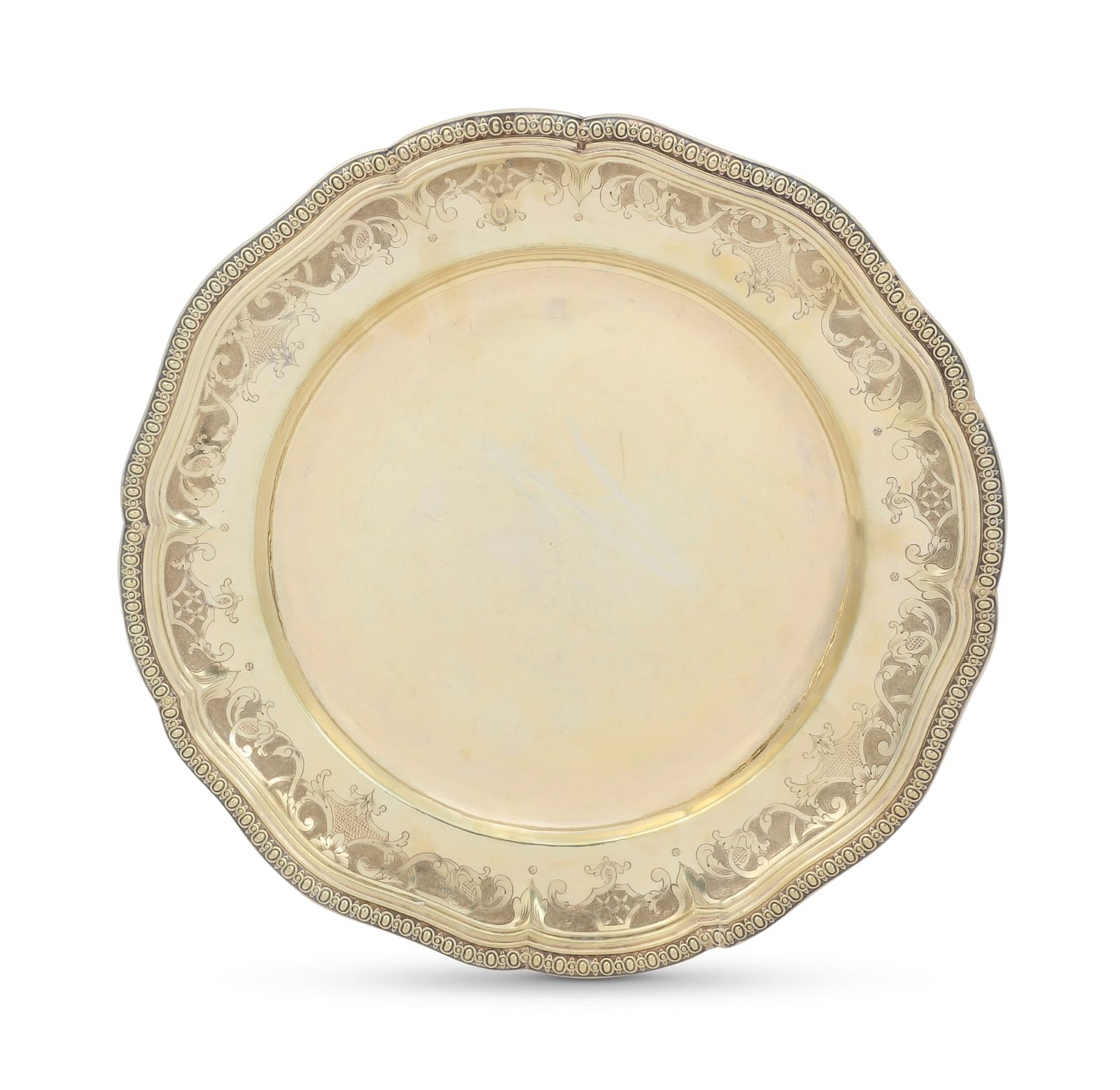 A FRENCH SILVER GILT DISH, MAISON