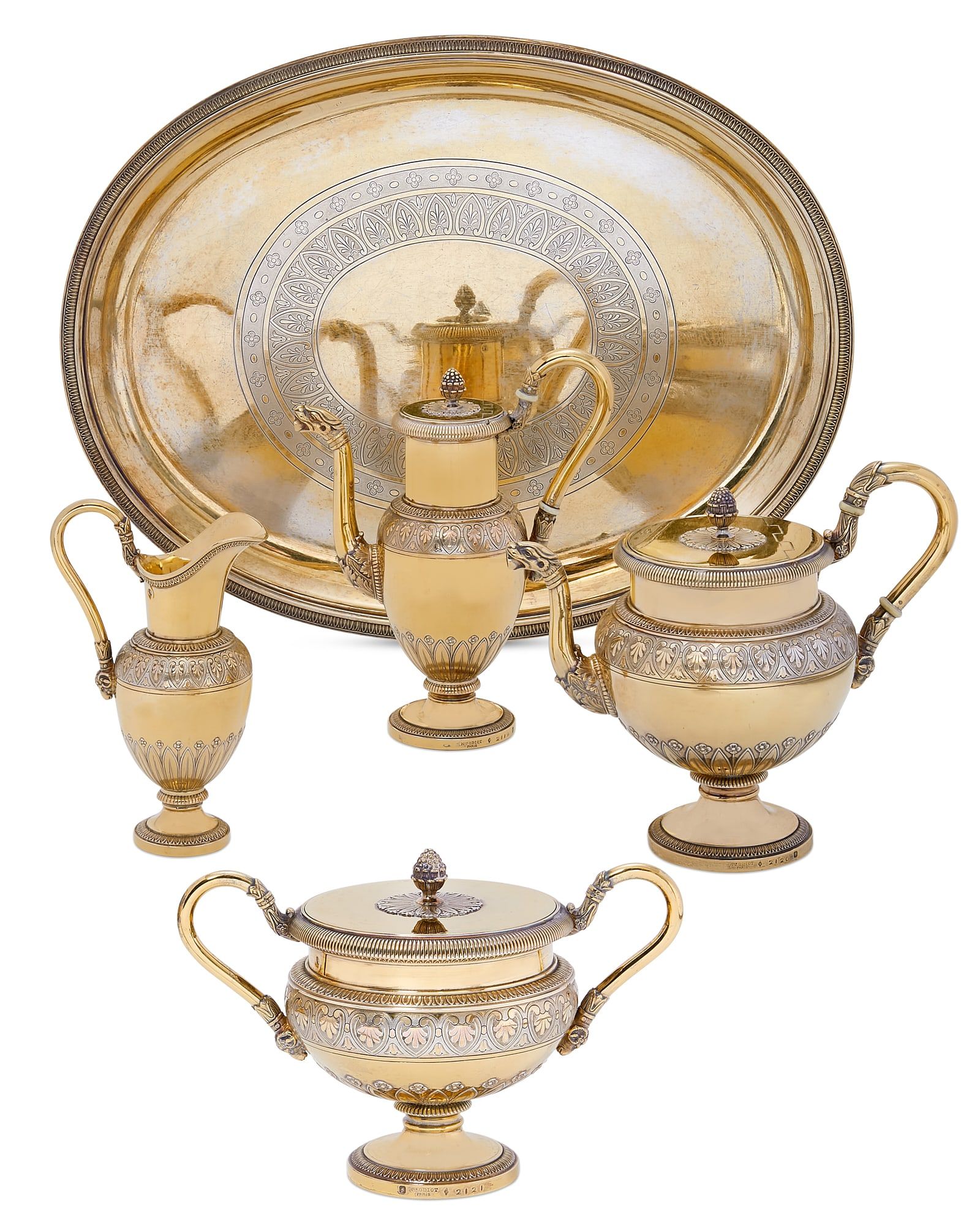 A FRENCH SILVER GILT TEA & COFFEE