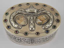 A French silver oval box the lid