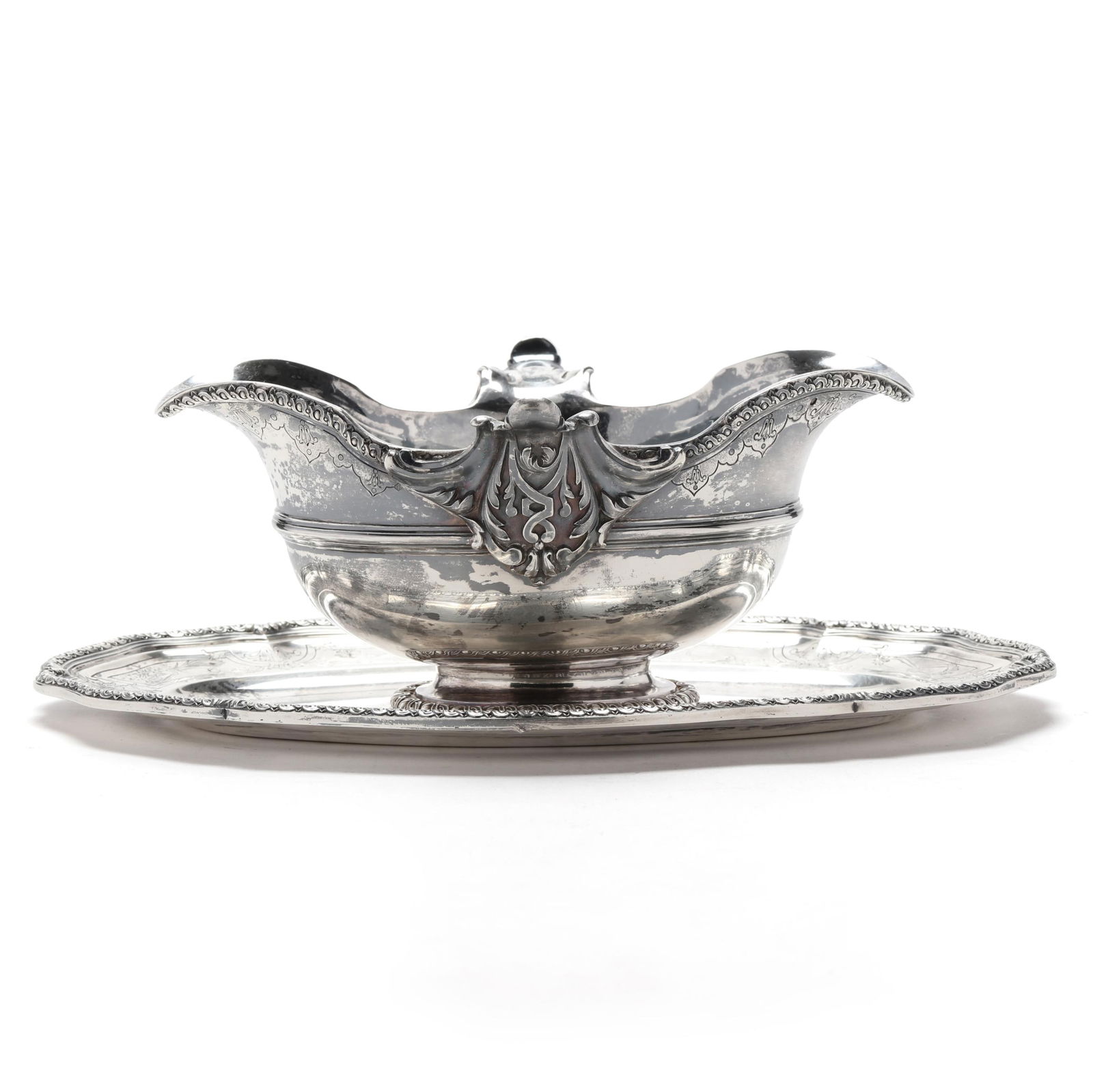 A FRENCH SILVER SAUCE BOAT WITH