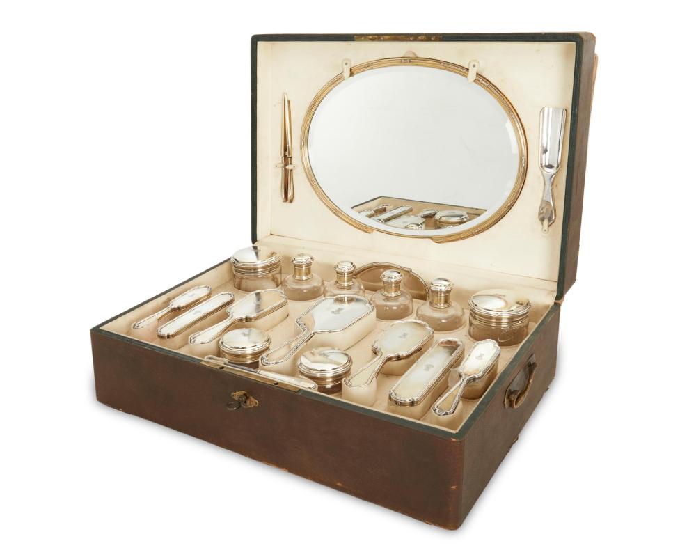 A FRENCH SILVER TRAVELING VANITY
