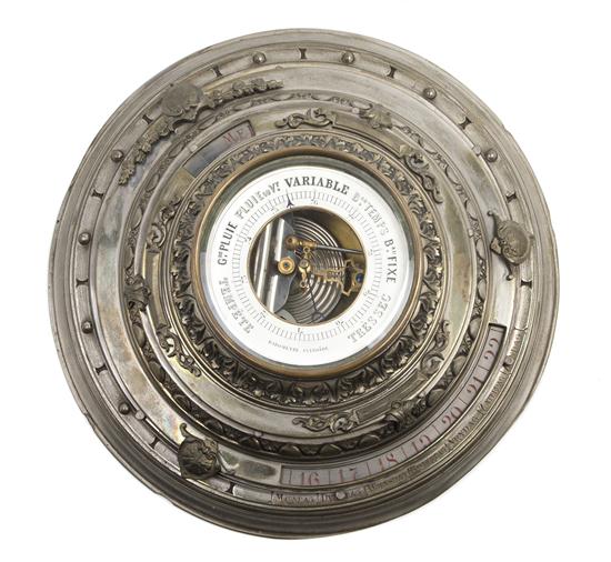 A French Silvered Bronze Aneroid