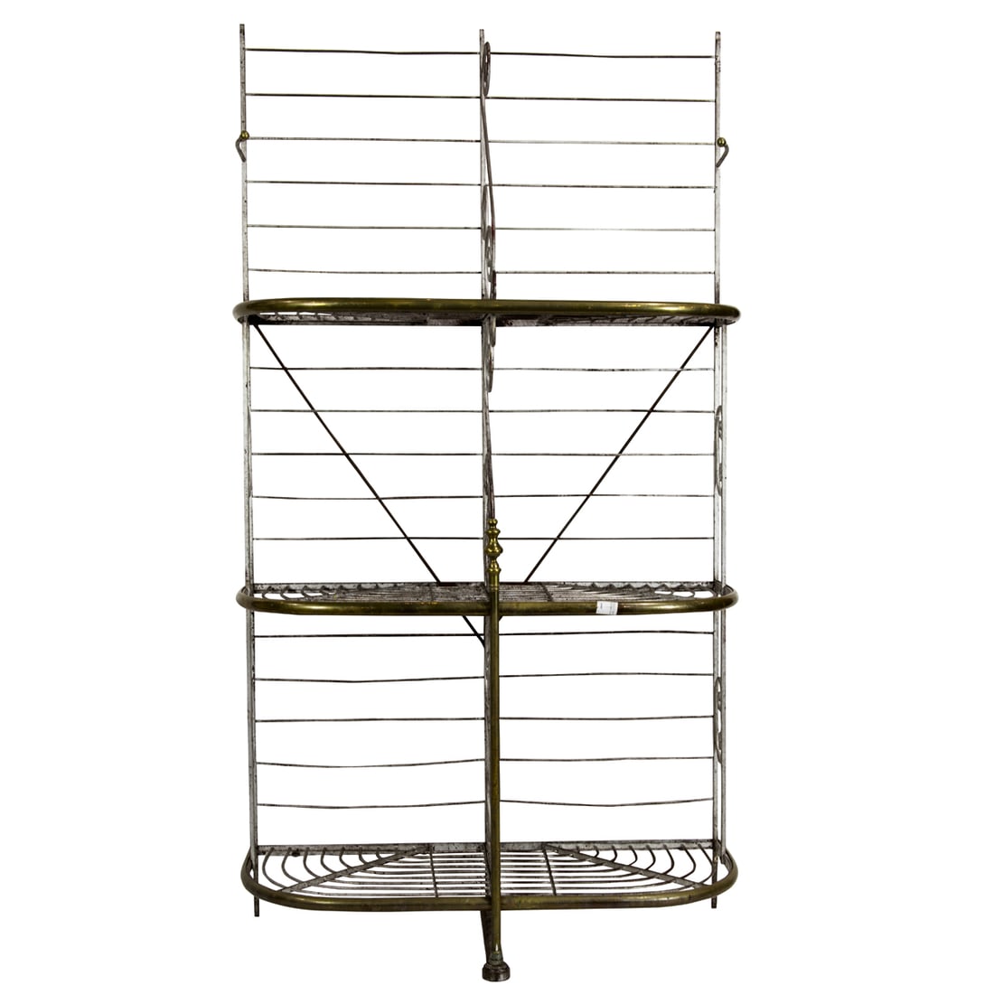 A FRENCH SILVERED IRON AND BRASS