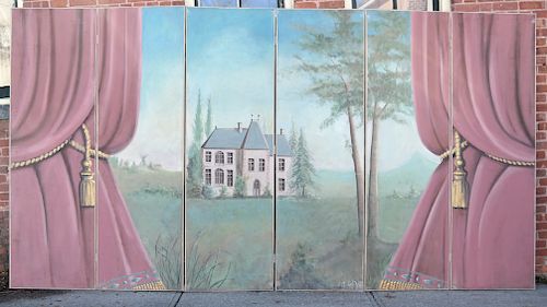 A FRENCH SIX-PANEL FOLDING SCREEN -
