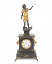 A FRENCH SLATE MANTEL CLOCKA F