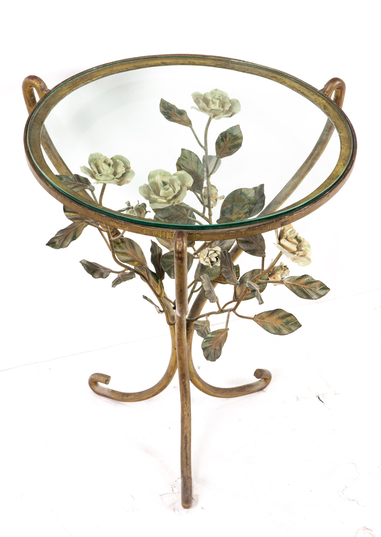 A FRENCH STYLE TOLE DECORATED