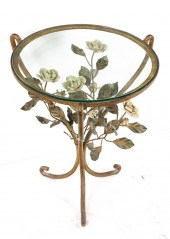A FRENCH STYLE TOLE DECORATED