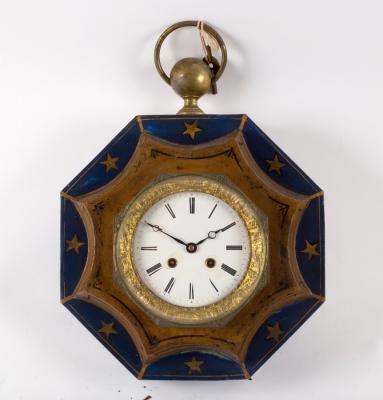 A French toleware wall clock, the