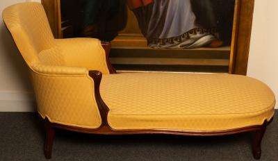 A French walnut framed day bed, the
