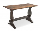 A FRENCH WALNUT TRESTLE TABLEA