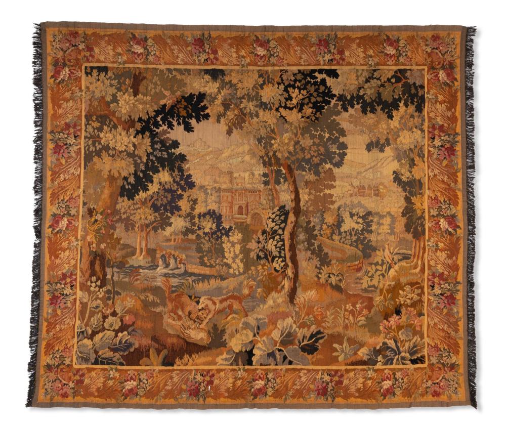 A FRENCH WOVEN WOOL TAPESTRYA