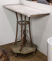 A FRENCH WROUGHT IRON AND MARB