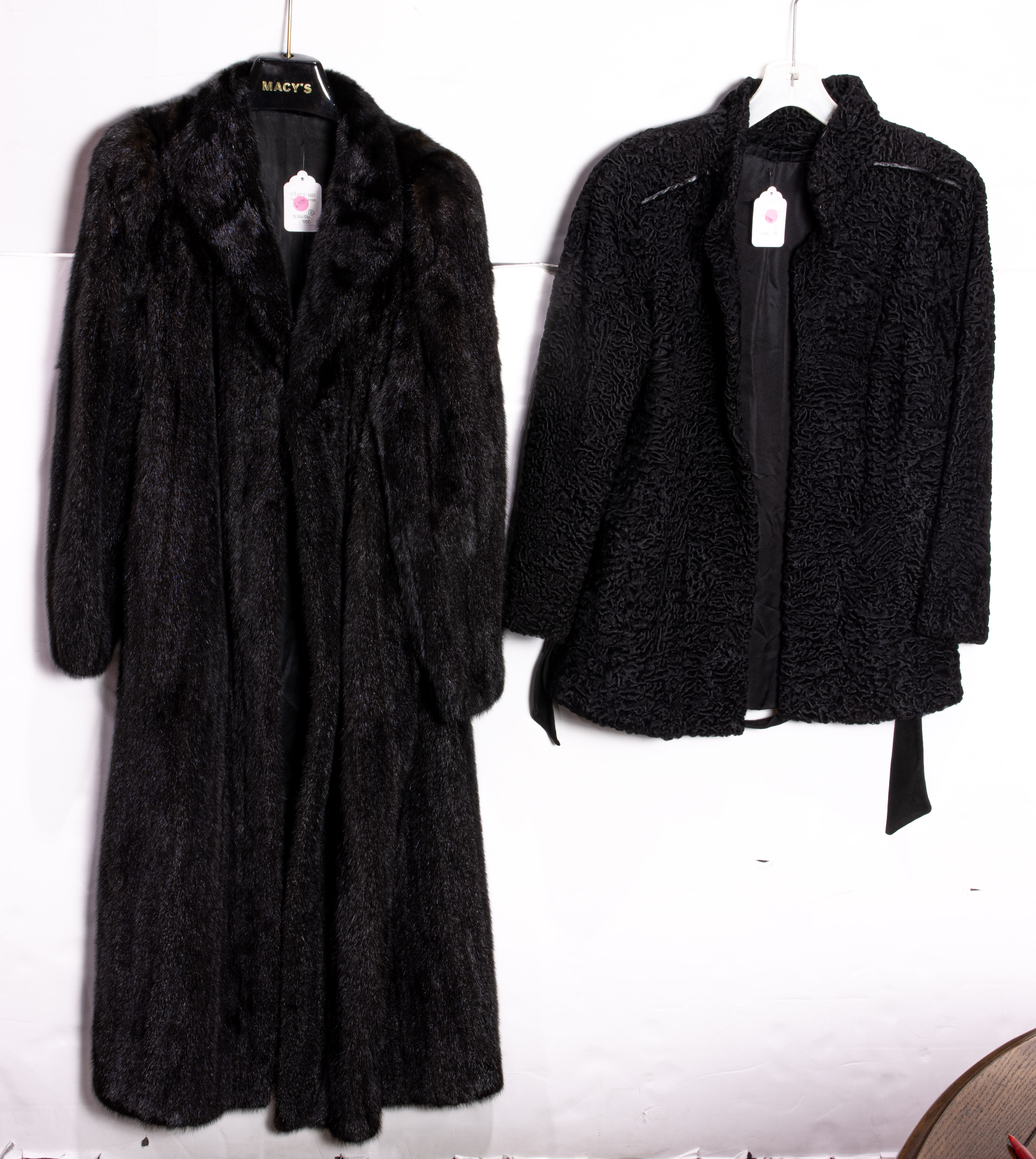 A FULL LENGTH MINK FUR COAT AND A