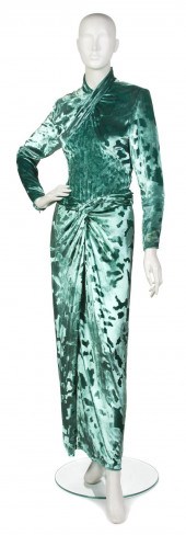 A Galanos Aqua Crushed Velvet