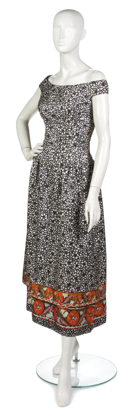 A Galanos Black and White Floral