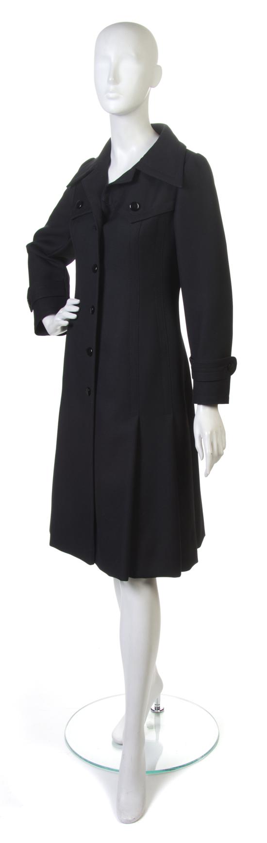 A Galanos Black Pleated Coat