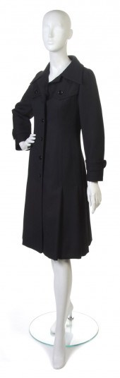 A Galanos Black Pleated Coat D