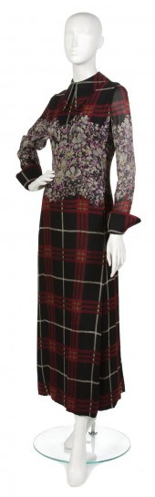 A Galanos Multicolor Plaid and