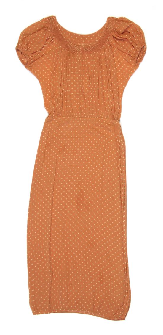 A Galanos Orange Polka Dot