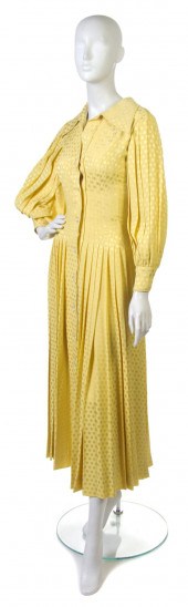 A Galanos Yellow Polka Dot Dre