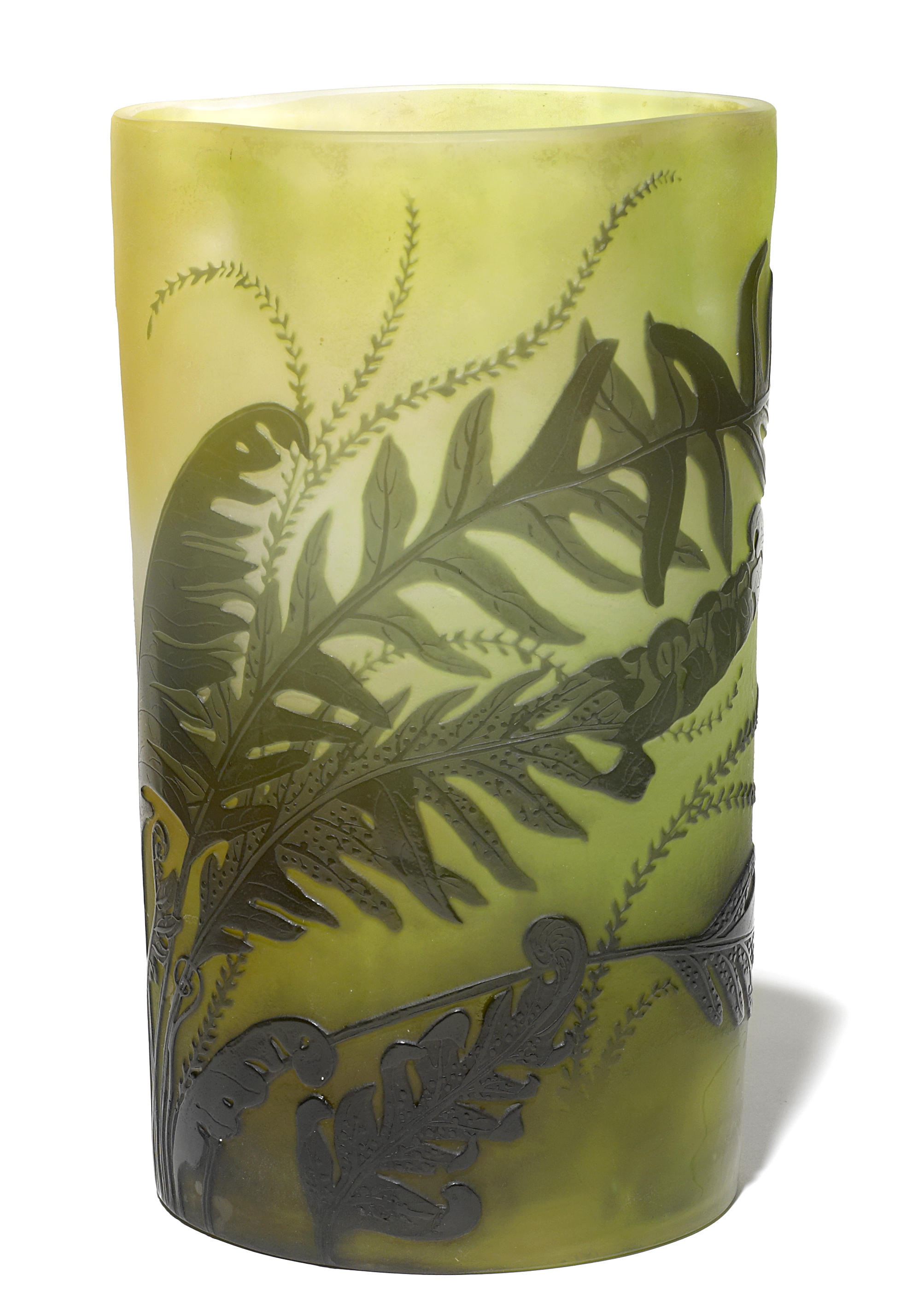 A Gall cameo glass fern vase