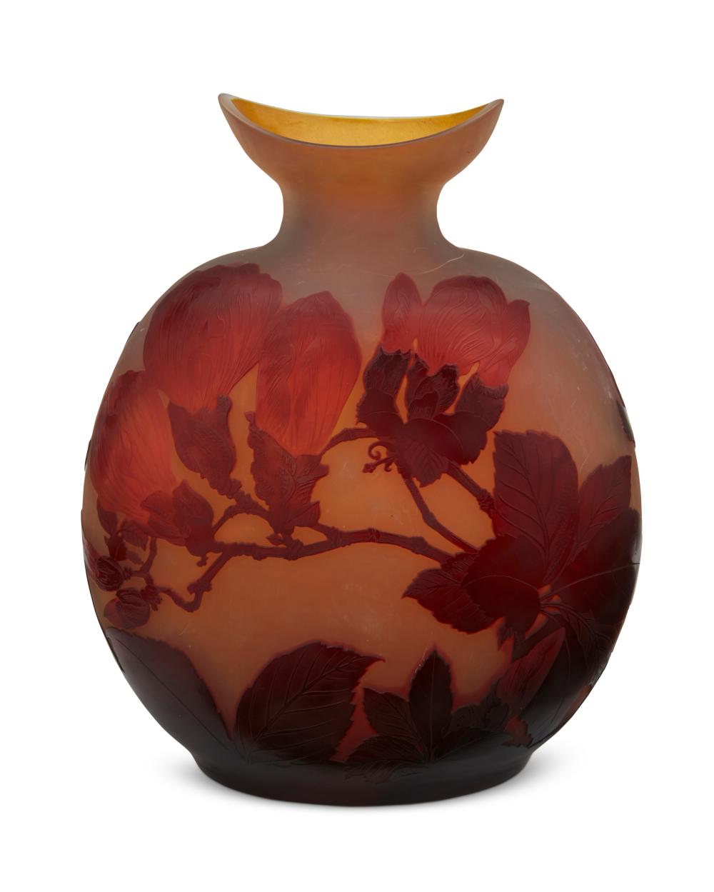 A GALLé CAMEO GLASS "MAGNOLIA" MOON