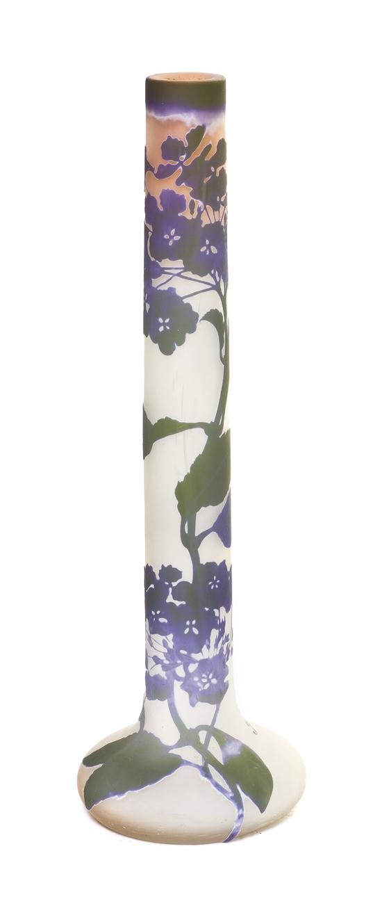 A Galle Cameo Glass Stick Vase