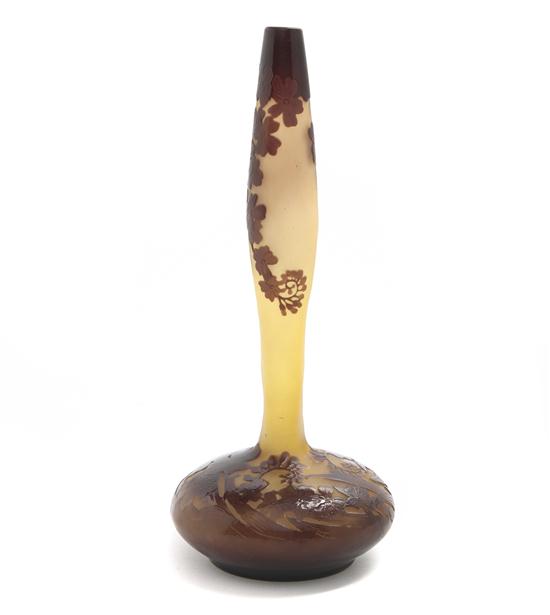 *A Galle Cameo Glass Vase of bottle