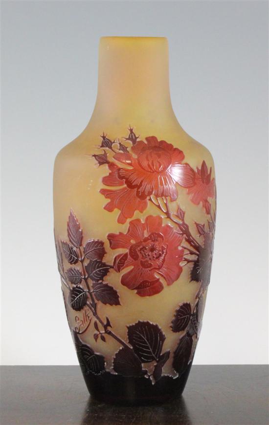 A Galle glass ovoid vase c.1900