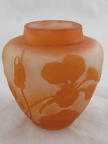 A Galle glass vase with apricot