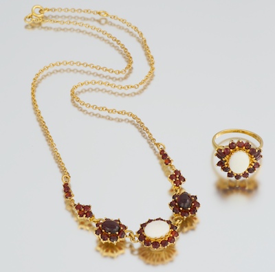 A Garnet White Opal and Vermeil
