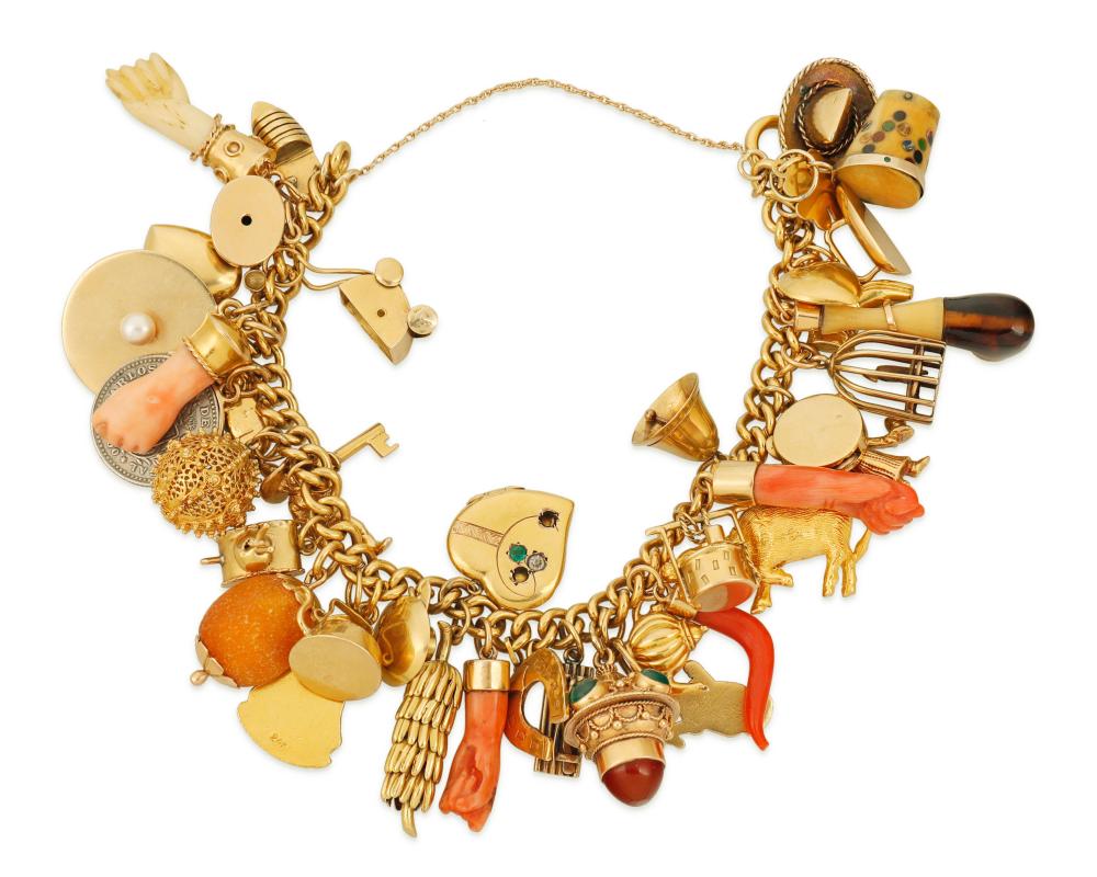 A GEM-SET CHARM BRACELETA gem-set