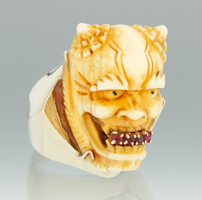 A Gentleman's Carved Ivory Demon