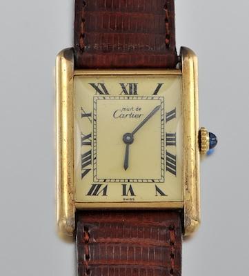 A Gentleman's Vermeil Tank Watch by