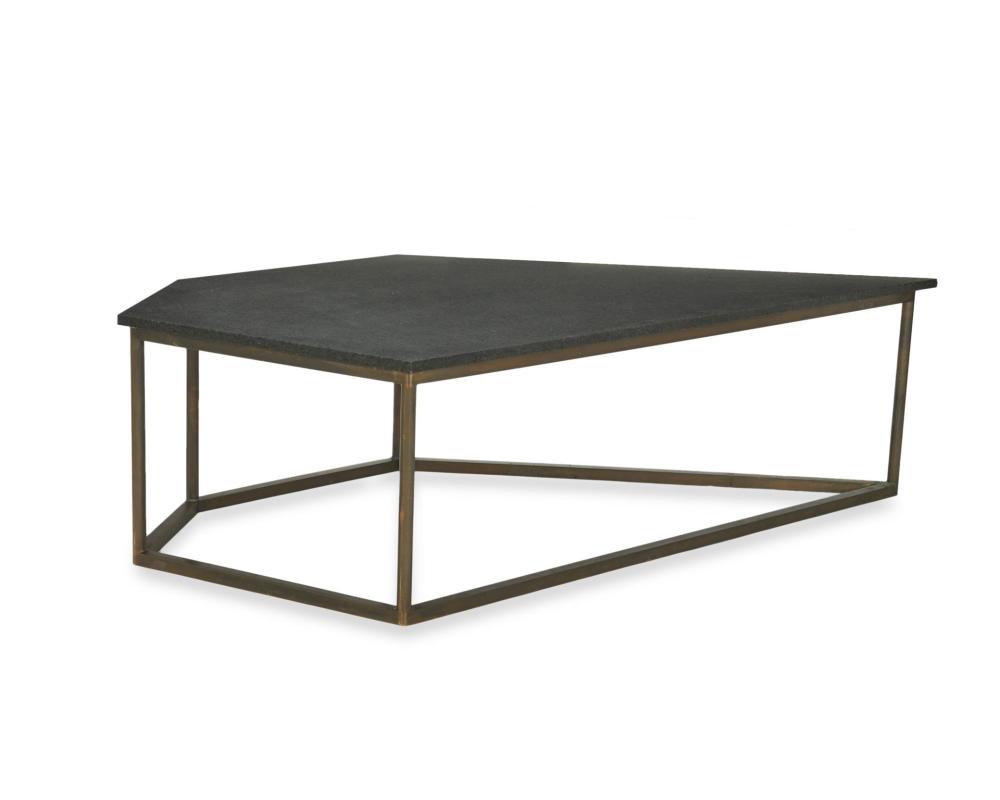 A GEOMETRIC STONE COFFEE TABLE,