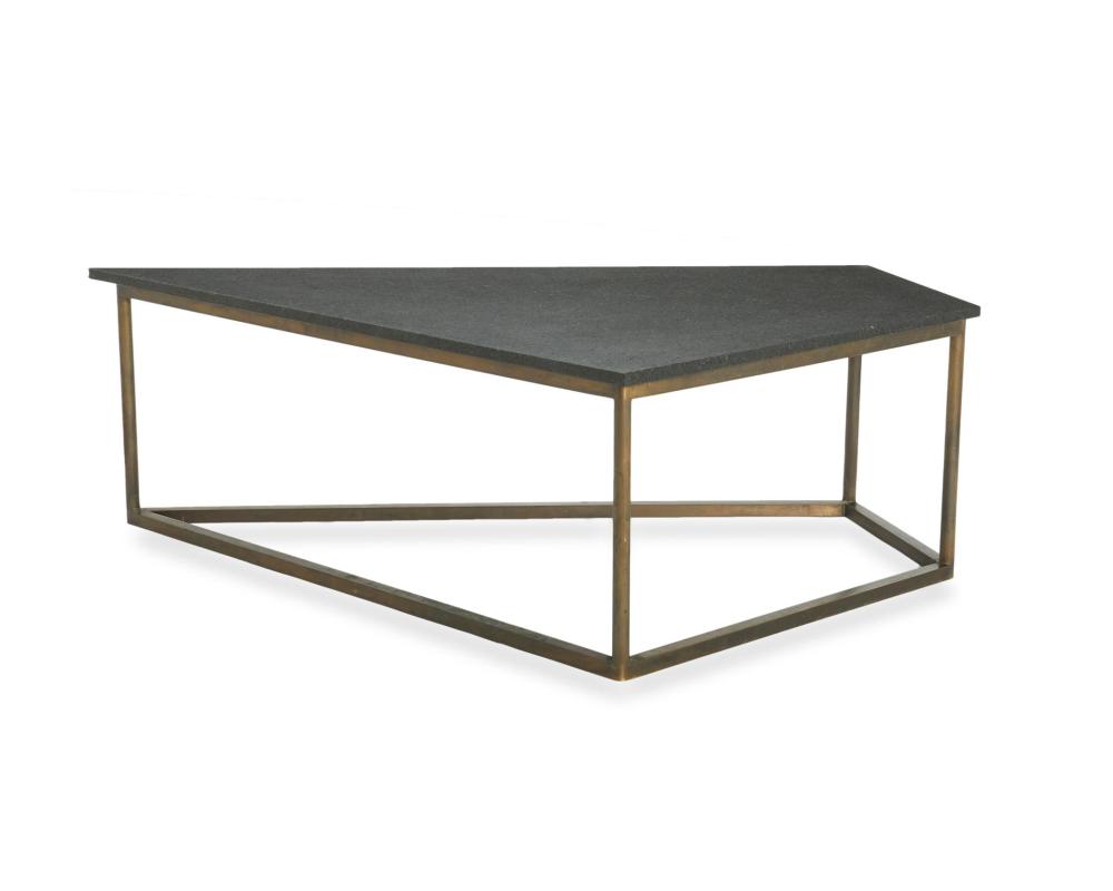 A GEOMETRIC STONE COFFEE TABLE,