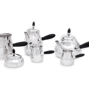 A Georg Jensen Silver Six Piece Tea