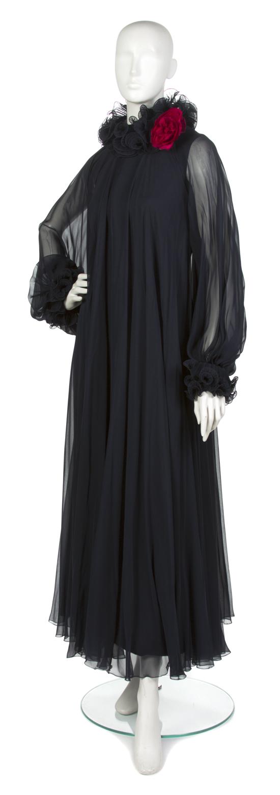 A George Halley Navy Silk Chiffon