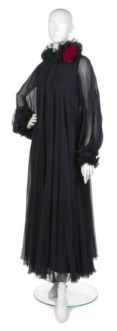 A George Halley Navy Silk Chif
