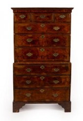 A George I walnut tallboy ches