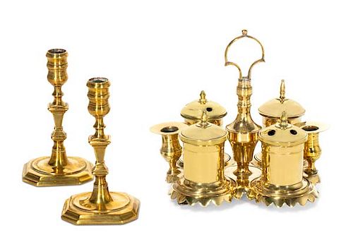 A GEORGE II PORTABLE BRASS