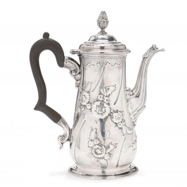 A GEORGE II SILVER COFFEE POT, MARK