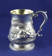 A George II silver mug with la