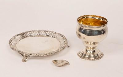 A George II silver waiter, JS,